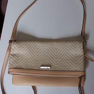Stella & Dot Tan and Cream Crossbody Bag / Purse